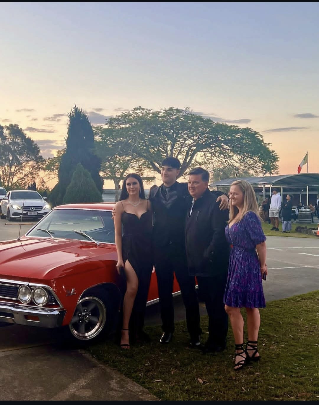 Family photos at sunset with the Chevelle